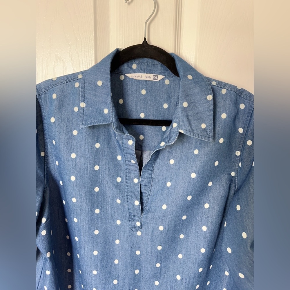 Blue Polka Dot Mini Dress - Picture 3 of 5